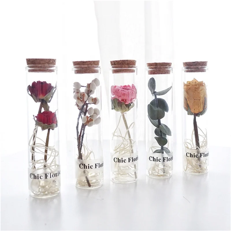 Wholesale factory price dried flower in glass gift box dry flower for decoration