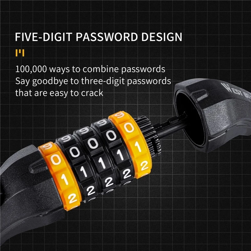 WEST BIKING Bike Password Lock Anti Theft Security MTB Road Bicycle Accessories Electric Bike Motorcycle Cycling Cable Lock