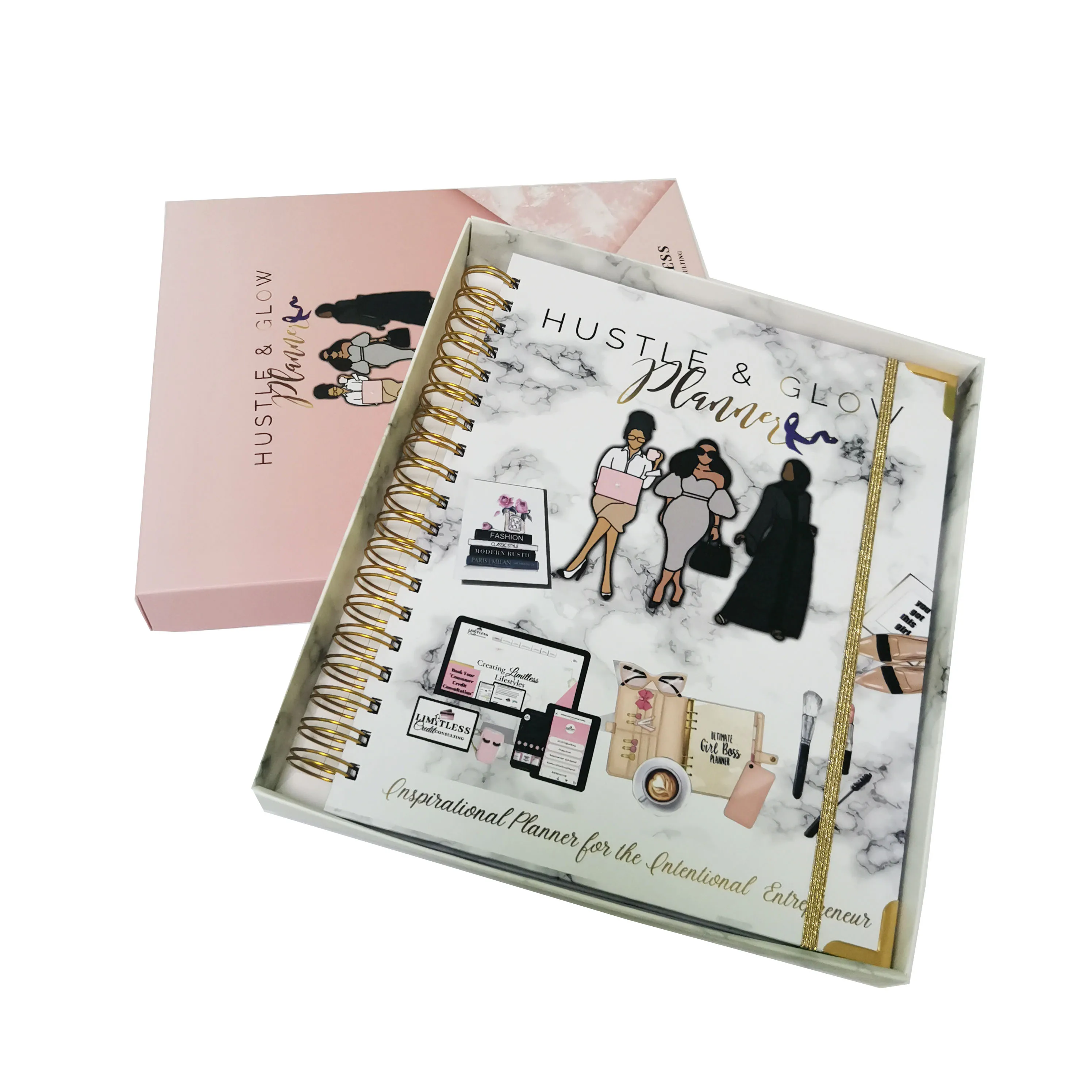 Customize Luxury Gold Spiral Diary Weekly Goal Planner Budget Binder Planner Business Planner Printing