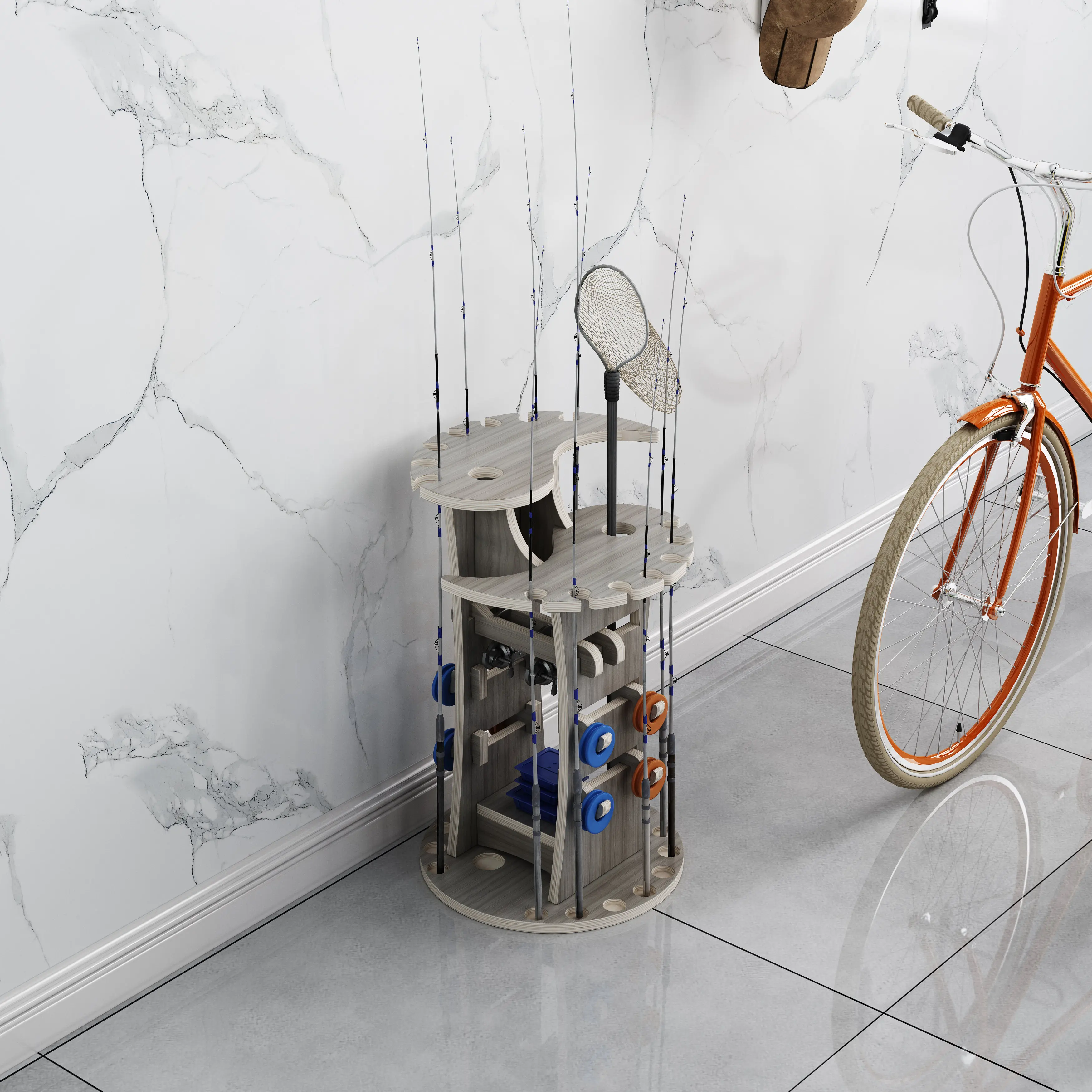 Уникальный дизайн, функциональная круглая деревянная стойка для удочки, держатель без винта