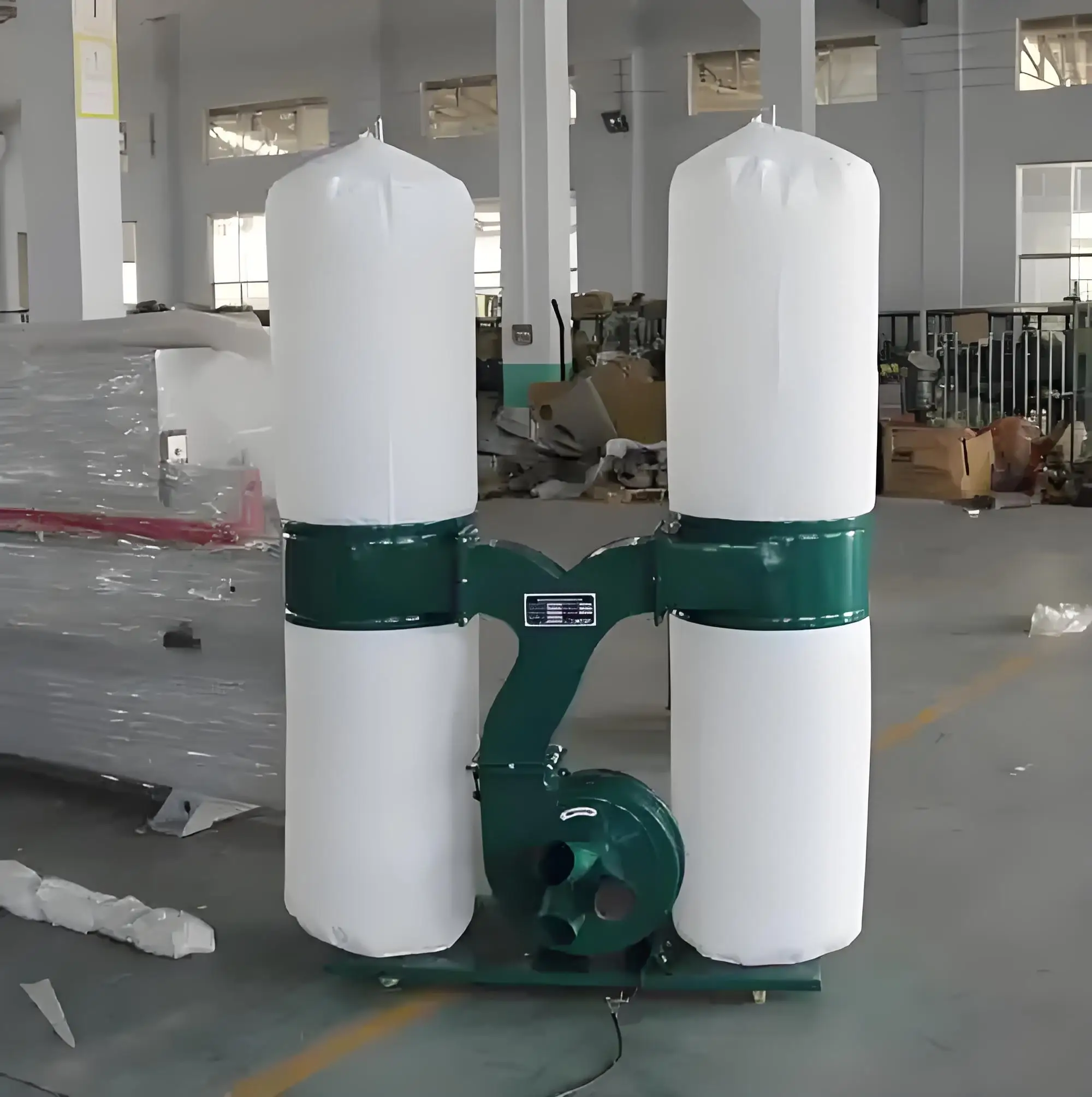 4KW 380V  Double bucket  Wall type wood chip shop dust collector for woodworking wood dust collector
