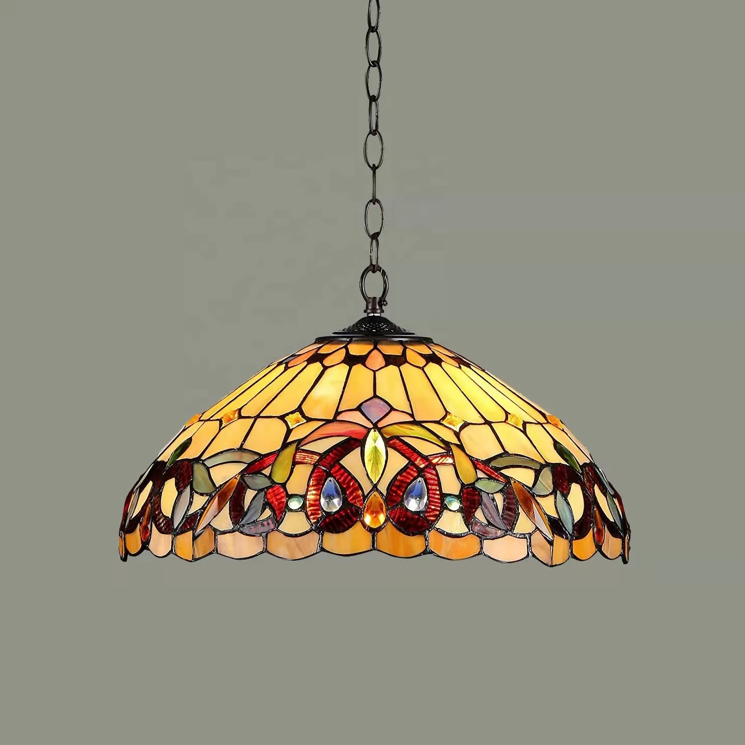40CM Vintage Style Stained glass Tiffany Lamps Led Hanging Lamp LED lights Tiffany Stained Glass Chandelier Pendant Light
