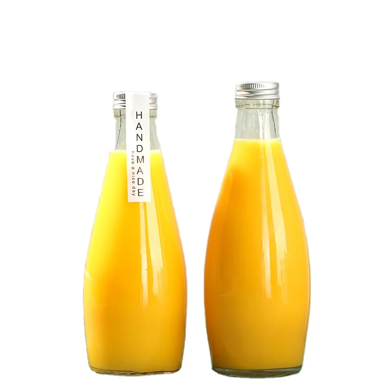 16 Oz Clear Custom Glass Bottle 0.5l Coffee Syrup Dispenser with Aluminum Cover Screen Printing Juice Bottles Beverage Round VJ