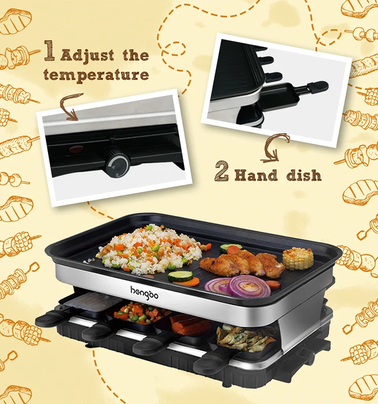 
thermometer TableSmokeless Indoor yakitori Barbecue electric Raclette Grill pan 