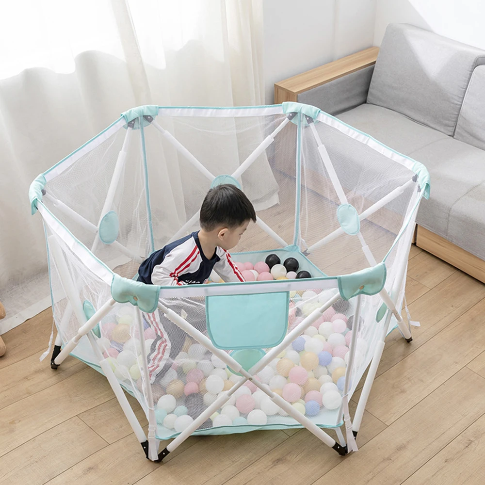 Manufacture eco friendly luxury modern custom folding safety travel fence large portable fence baby play yard playpen