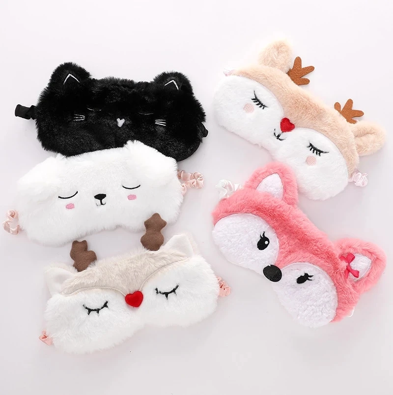 Chinese factories wholesale cheaply Health Care Tools Eye Mask Cover Face waffle Cartoon cat White Eye Mask