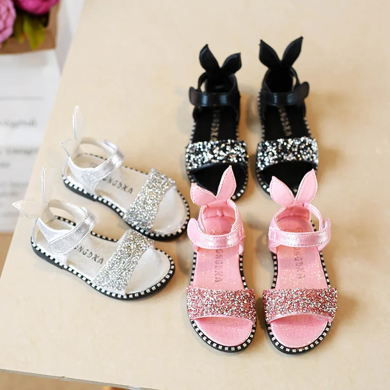 High quality bling-bling children sandals girl dress shoes wholesale anti-slip