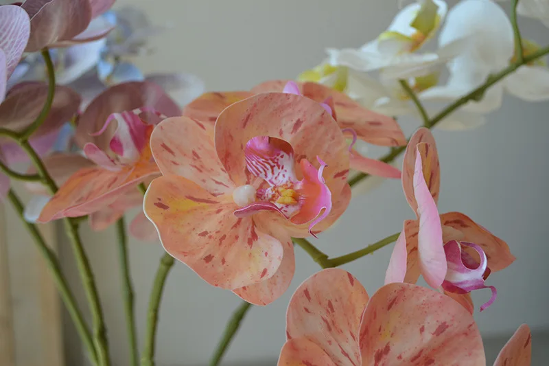 Wedding Home Decoration Orchid 9 Heads Latex Coated Real Touch Orchid Artificial Flowers Phalaenopsis Butterfly Orchid Flower