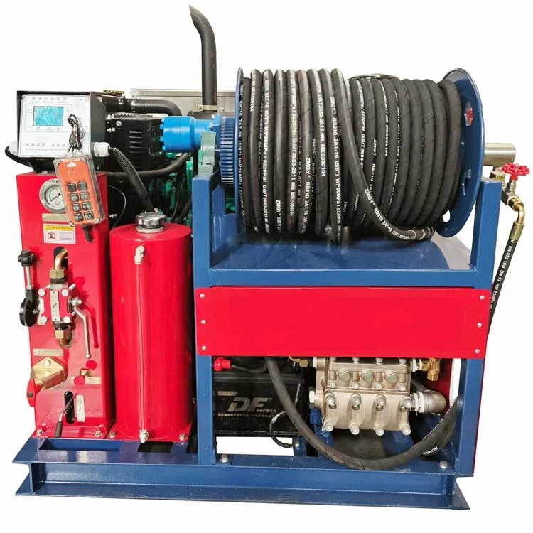 Chemical plant heat exchanger ultra high pressure water gun cleaning electrical drive hydro excavating cleaning machine