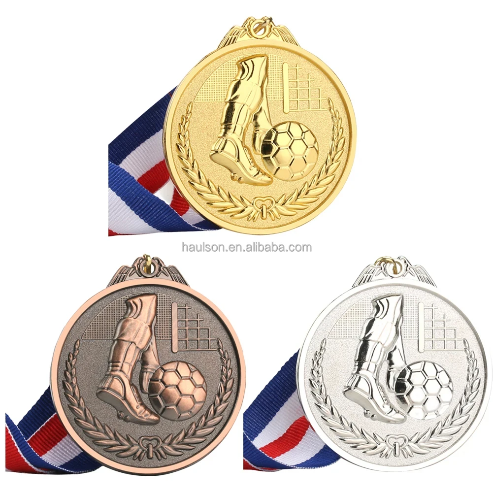 Wholesale Soccer Sports Medals Zinc Alloy Gold Silver Bronze School Supplies American Football Club Award Medals