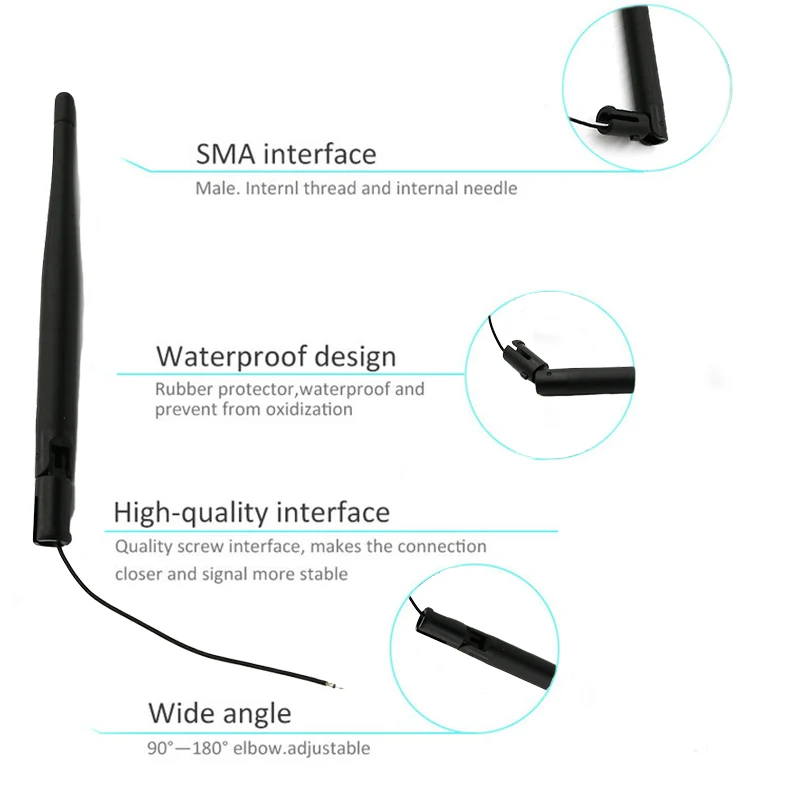 High Quality High Gain 2.4ghz 2.4 Ghz 3dbi 5dbi Wireless Wifi Directional Rubber Omni External Router Communication Antenna