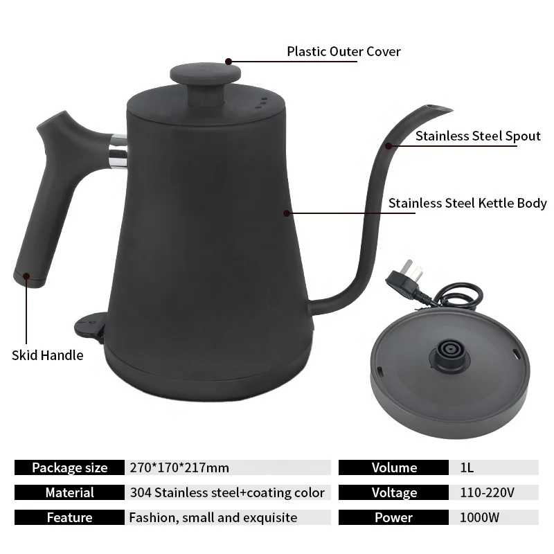 AECCN hotel home kitchen restaurant high power goose neck stainless steel tea water boiler electric kettle