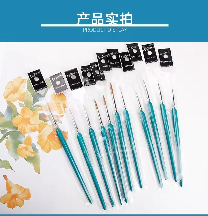 high quality tiny tip nylon oil water color wood handle brush pen
