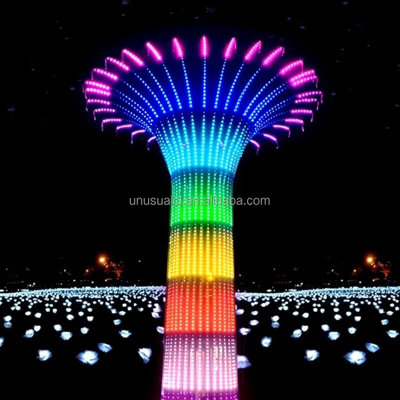 new 3D tower umbrella graft Sculpture RGB tree of life scenery landscape lamp Festival LED string lights outdoor motif lighting