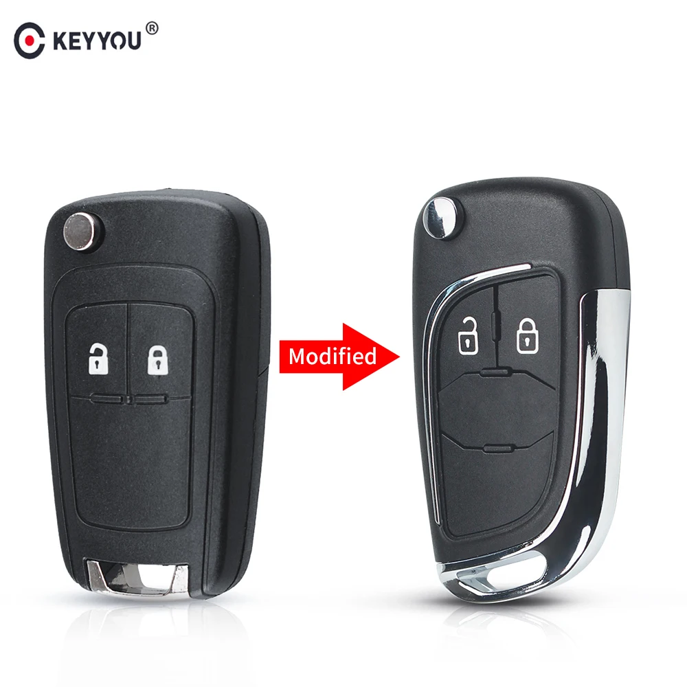 Модифицированный откидной автомобильный ключ KEYYOU корпус дистанционного управления для Chevrolet Cruze Epica Lova Camaro Impala 2 кнопки лезвие
