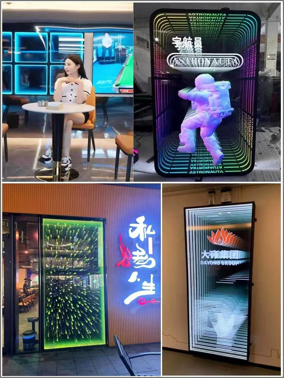 Brand marketing advertising wall mirrors Small Square Infinity Mirror Wall Sign Custom Rgb Infinity Mirror