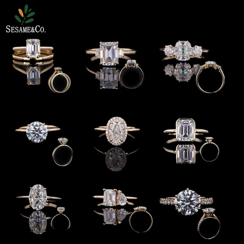 Factory Custom moissanites diamond jewelry 9K 10K 14K 18k soild gold engagement wedding ring