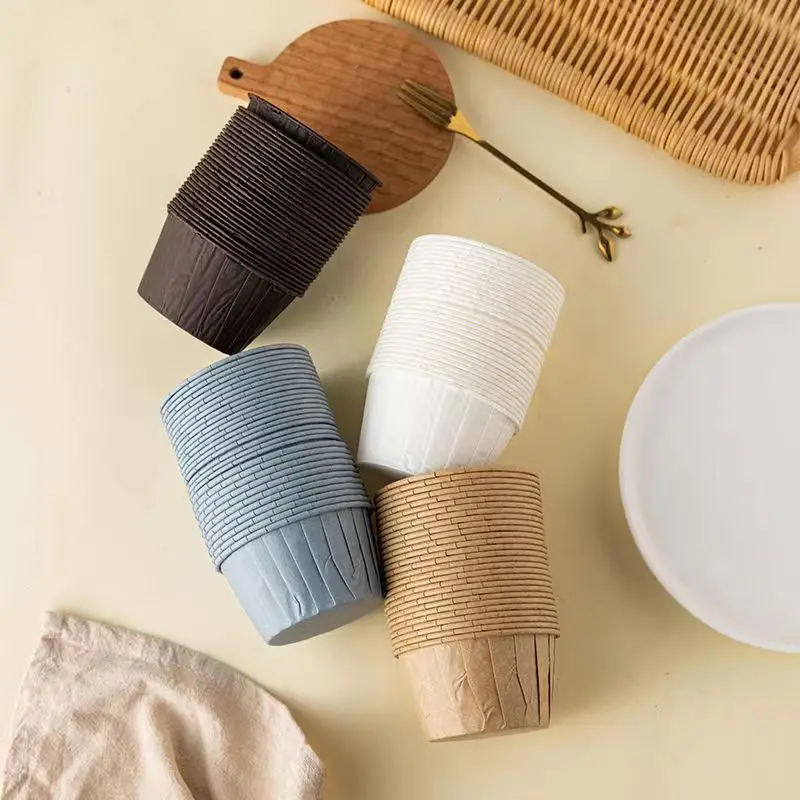 ECO Friendly No-stick Paper Muffin Cup Liners Customized Design Paper Baking Mold Muffin Cups Edges Rolled