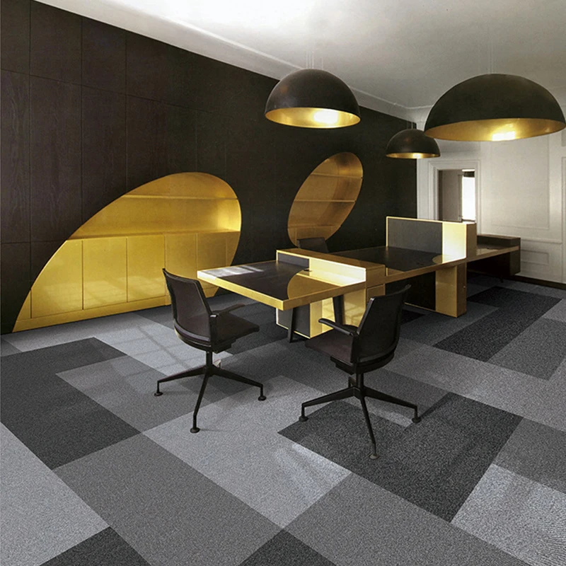 Commercial office floor Carpet Tiles 50*50 PVC Backing Stripe Grey hotel corridor square fire retardant carpet tiles