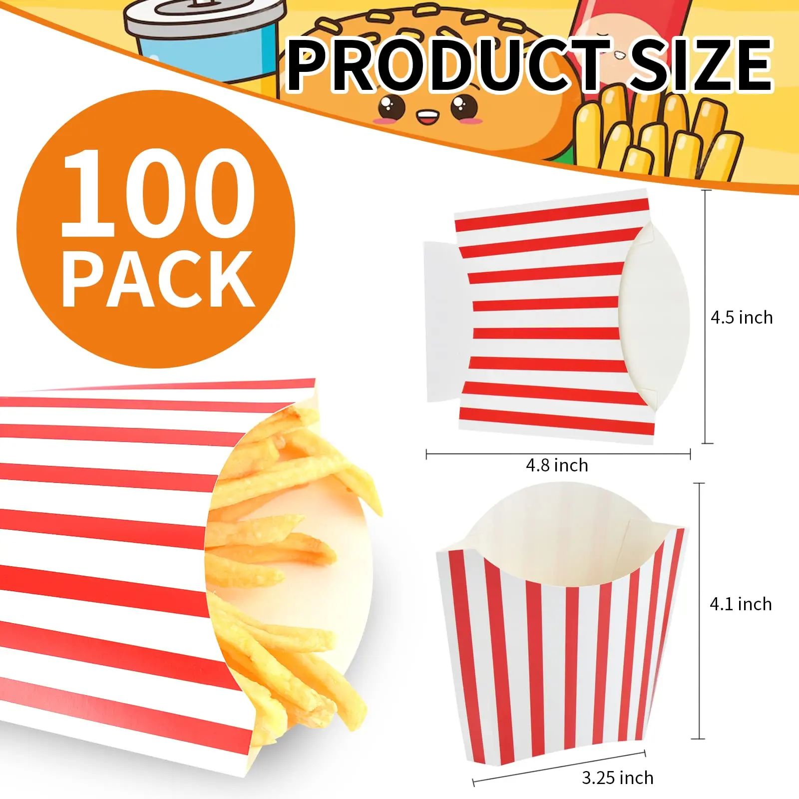 Custom Chicken Fast Food Packaging Disposable Burger Fry French Fries Packing Paper Box with Logo