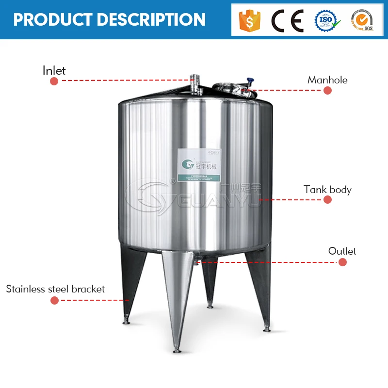Sanitary Stainless Steel Milk Cooling Storage Tank With Wheel Agitator Stirring Blending Storage Tank Storage Tank 100000 Liter