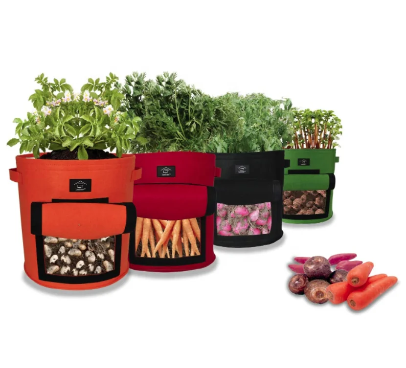Plant Bag Fabric Garden Pot Breathable Grow Bag 4PCS for Potatoes, Flowers, Plants, Vegetables, 9 Gallon*4