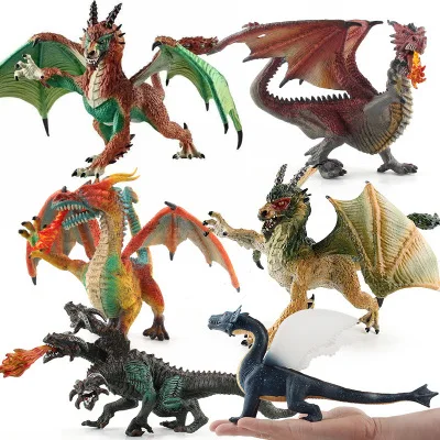 Evil dragon Variant and wild two heads dragons figures mythical wild animal set  dinosaur toy for kids gifts