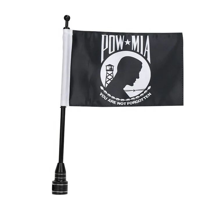 Заводская поставка мотоциклетный ретро серебряный Штатив Pow Mia с флажками держатель для полюса крепление мотоцикла