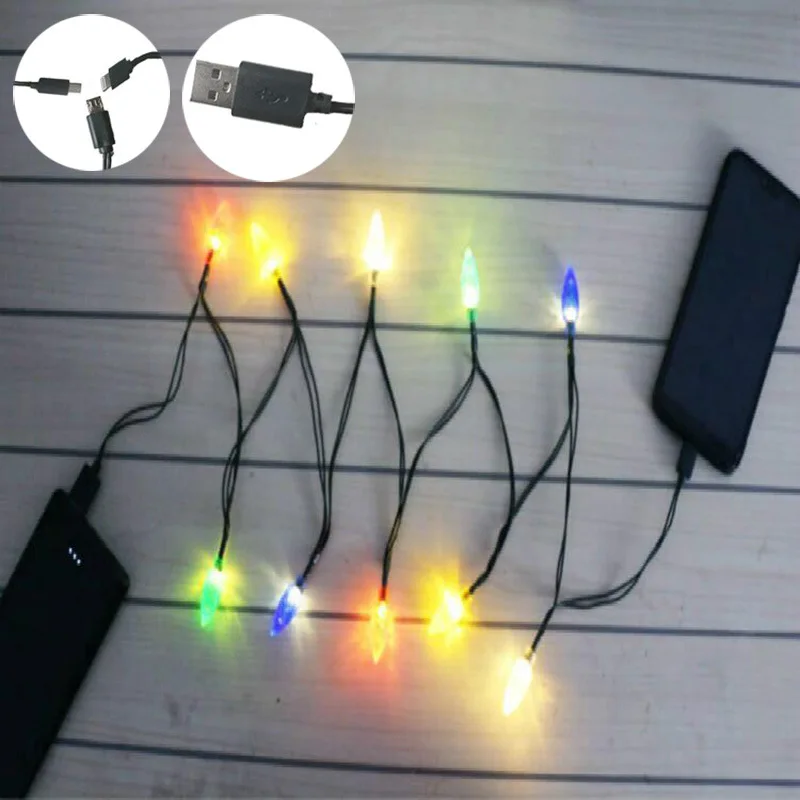 Christmas 1.4M LED usb cable 10 light micro type c rgb cable