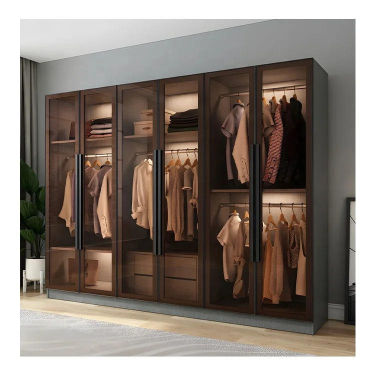 Modern minimalist italian style customized clothes walk in wardrobe closet cabinet for bedroom