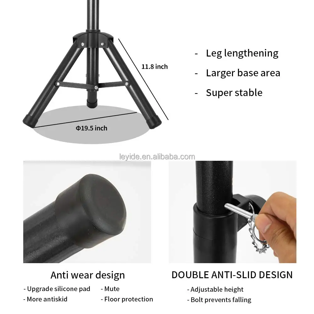 AliLeader New Arrival Multi-Color Metal Adjustable Mannequin Head Wig Stand Tripod with Tray Accessories