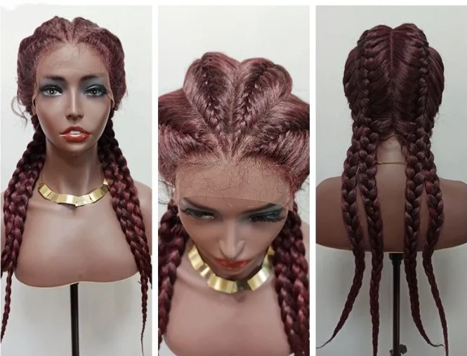 Hot Synthetic Wig Braided Lace Front Wigs with Baby Hair Perruque