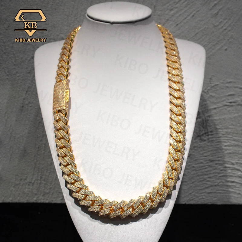 Real Pure 10K 14K Solid Gold Cuban link chain for Mens Hip Hop Iced Out Moissanite Cuban Link Necklace Miami Chains