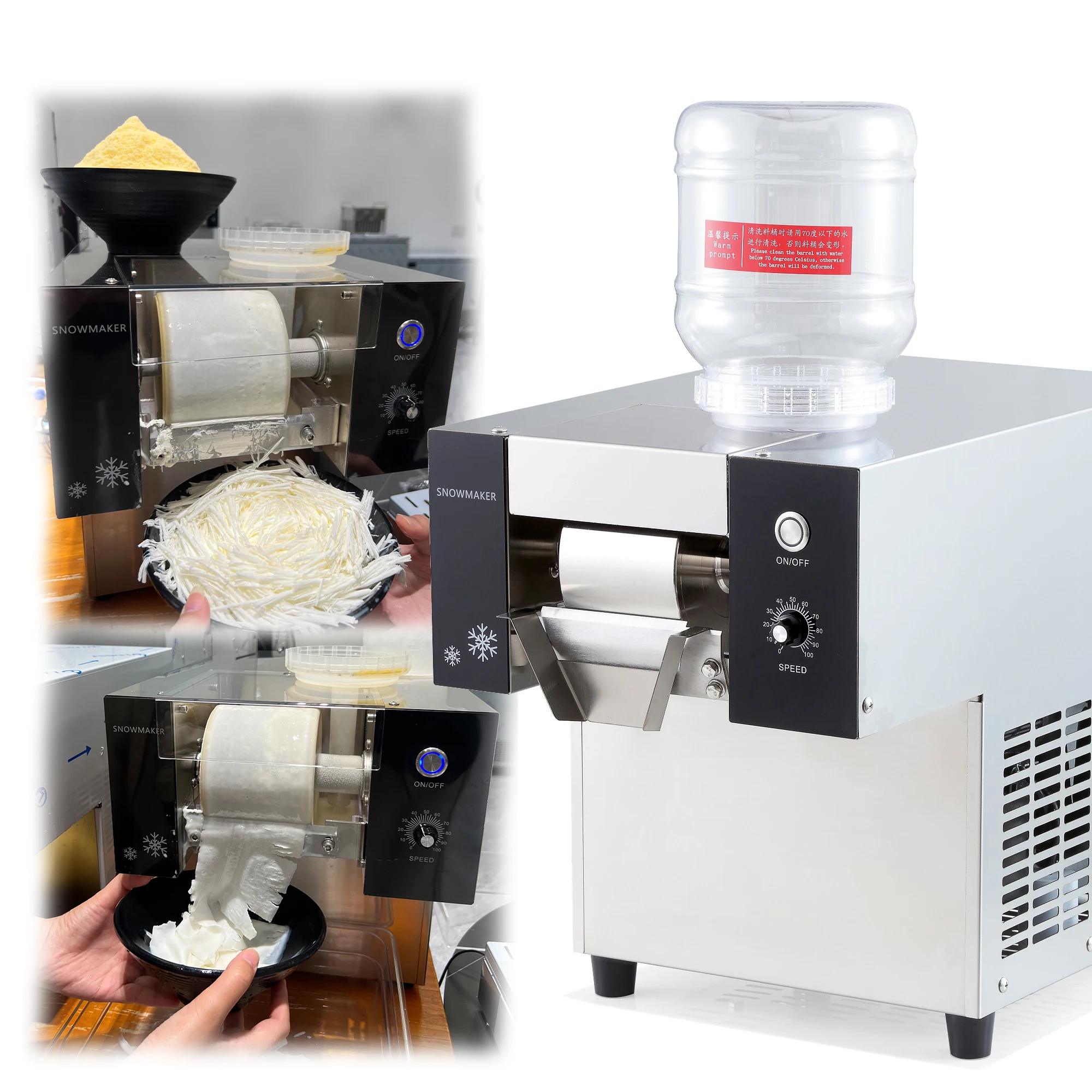Yourtime 170KG/DAY Hot Sale Automatic Flake Ice Shaver Manufacturing Korean Bingsu Ice Milk Snow Shaving Machine