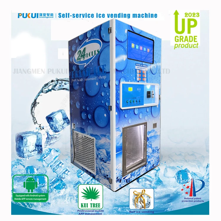 China Direct Factory Outdoor Commercial Automatic Self-Service Bagged Cube Ice Vending Machine with Auto Bagging