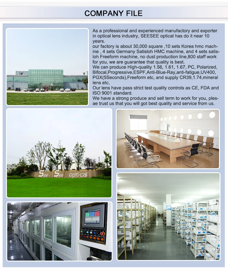 China Lens Wholesale  Blue Block Clear Base Hot Reading  Multifocal Lens 1.56 Photochromic Grey  Brown Progressive Lens