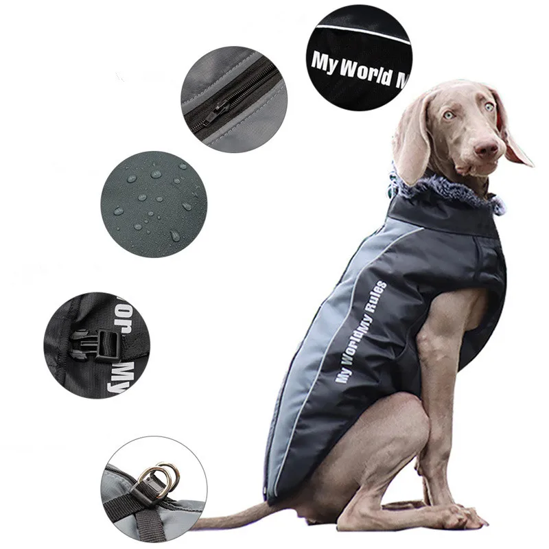 Water Resistant Windproof Cold Weather  Reflective Dog Winter Vest Jacket clothing Snowsuit