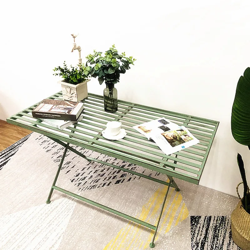 
Folding Table Cafe Garden Terrace Square Picnic Furniture Modern Metal green Dining Set Folding Outdoor Tables 
