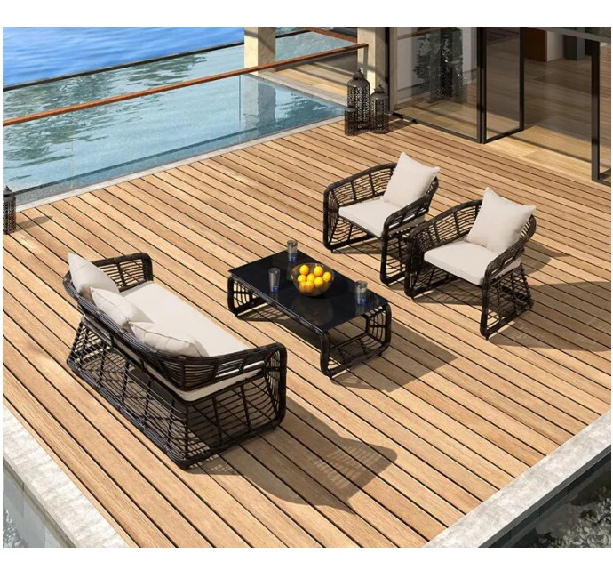 handcraft bamboo cane outdoor furniture pvc rattan sofa set