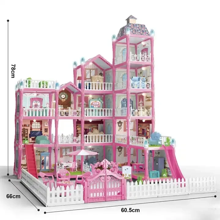 Girls Pretend Play Preschool Furniture Toy Plastic Doll House Miniature Doll House Kit