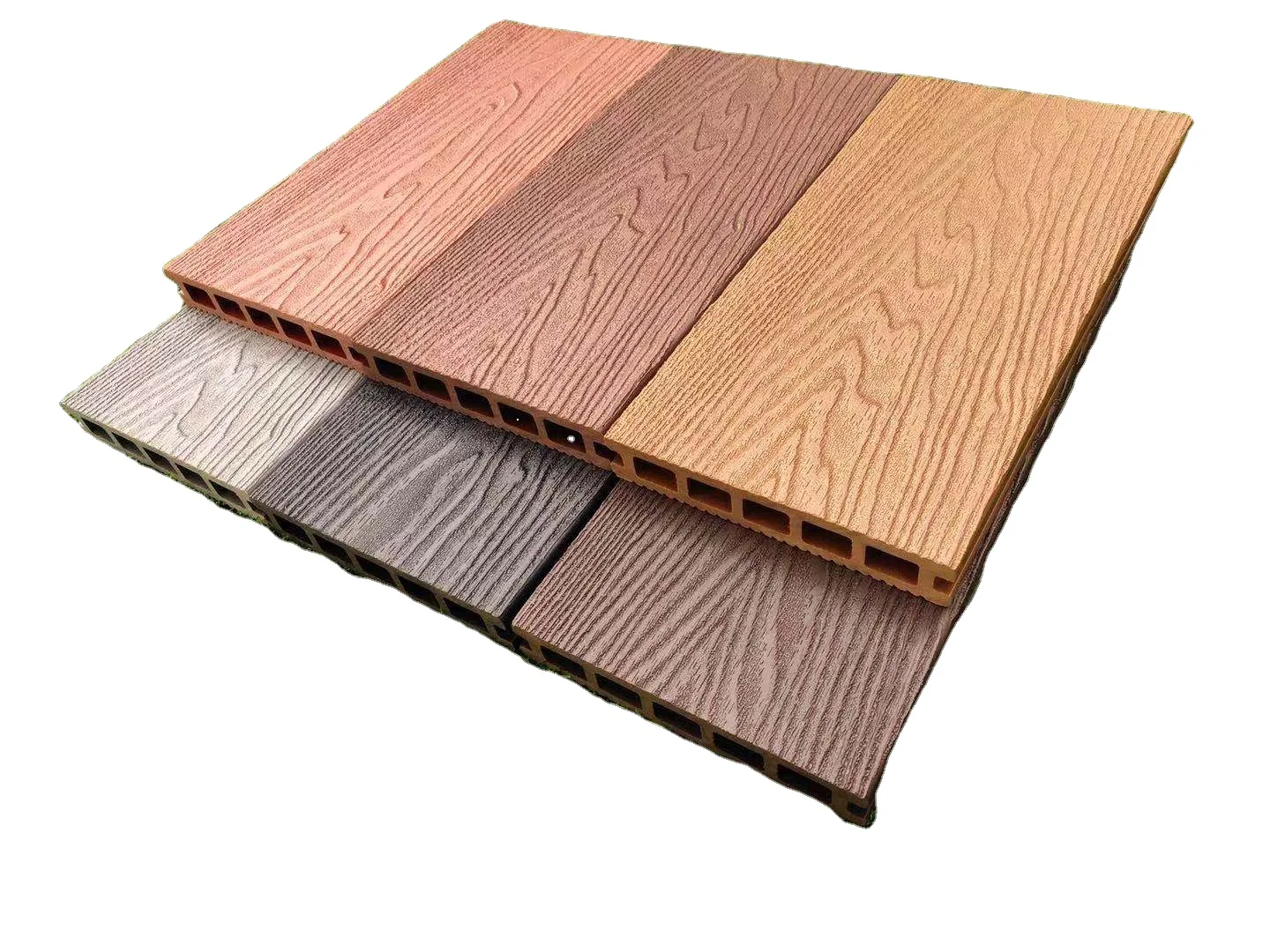 2022 Most popular  3D deep wood grain embossed hollow decking WPC in UK market