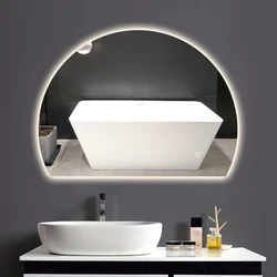 Customized Smart Bathroom Illuminated Half Round Mirror Makeup Hotel Led Bathroom Mirror