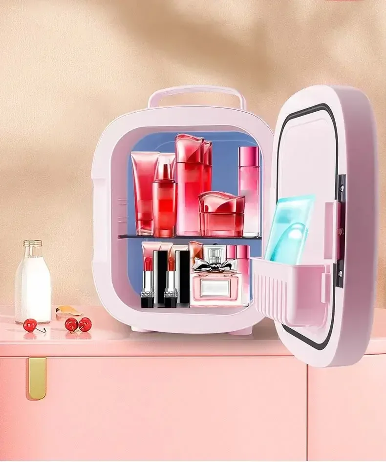 Mini Refrigerators Small Fridge Portable Car Home Use Mirror Surface Refrigerator With LED Light