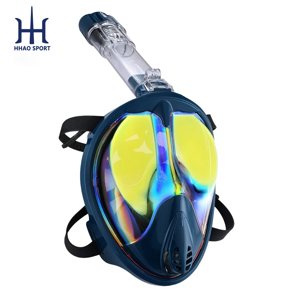 
180 Degree Panoramic View Anti Fog Electroplated Mirror Adults Full Face Diving Snorkel Mask 