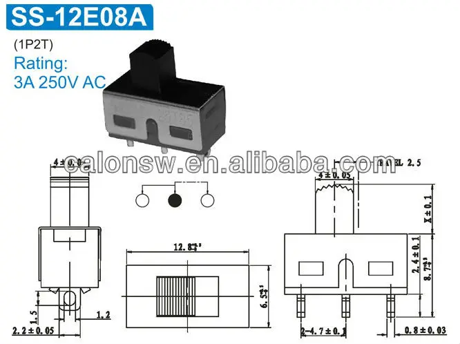 SS-12E08 мини ползунковый Переключатель 1P2T SMT SMD 7 pin тумблеры микро