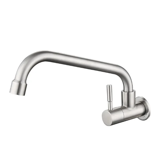 Modern Design Stainless Steel Wall Mounted Kitchen Faucet 360 Rotating Brass Cold Water Valve Made in China Primarily for Sink