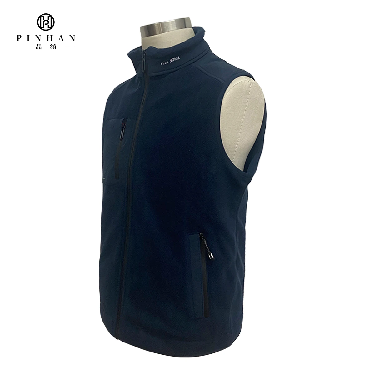 High Quality Mens Polyester Vest Patching Left Chest Zipper Pocket Outdoor Wearing Coat Casual Fleece Polar Sport Style Gilet