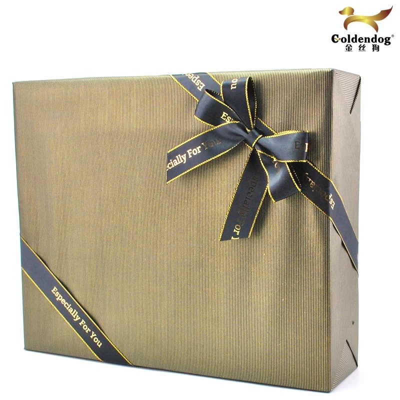 Custom LOGO Printing Pre-tied Gift with Elastic Band Gold Edge Satin Bow Ribbon