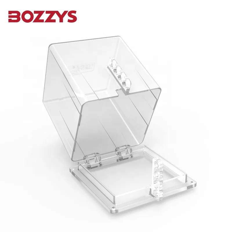 Oversized Square transparent Transparent Plastic e-stop push button lockout Electric button lockout protection cover