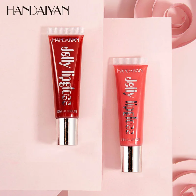 Handaiyan Waterproof Moisturizing Lip Gloss Candy Jelly Glass Mirror Liquid Lipstick Sexy Lip Tint Makeup with Lip Protect
